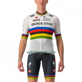 Cykeltøj + Cykelshorts 2022 Quick-Step Alpha Vinyl Verdens Mesterskab Flerfarvet Hvid